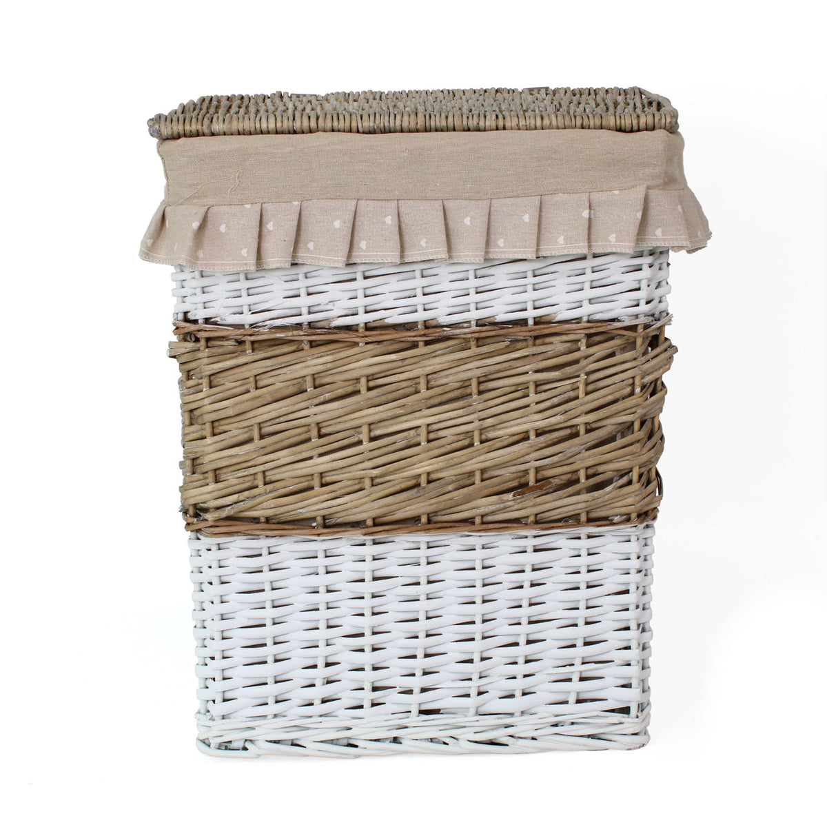 Portabiancheria ovale in vimini beige e bianco, set di 3, 45x33H56 cm
