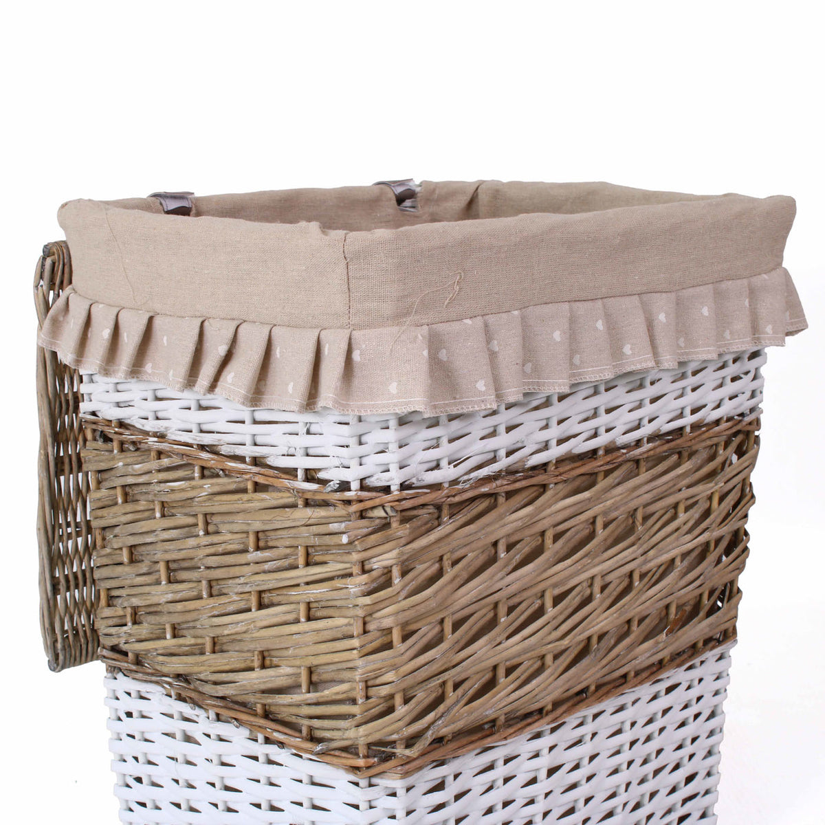 Portabiancheria ovale in vimini beige e bianco, set di 3, 45x33H56 cm