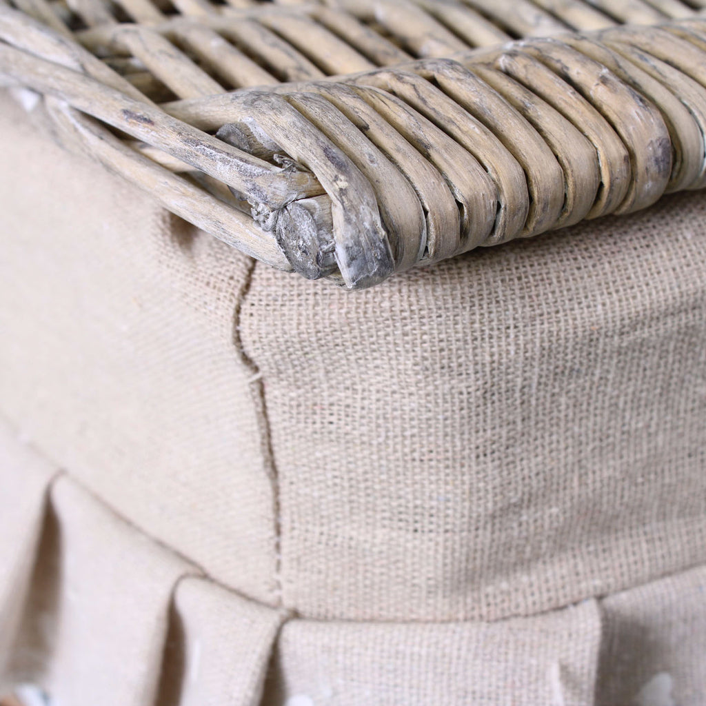 Portabiancheria ovale in vimini beige e bianco, set di 3, 45x33H56 cm
