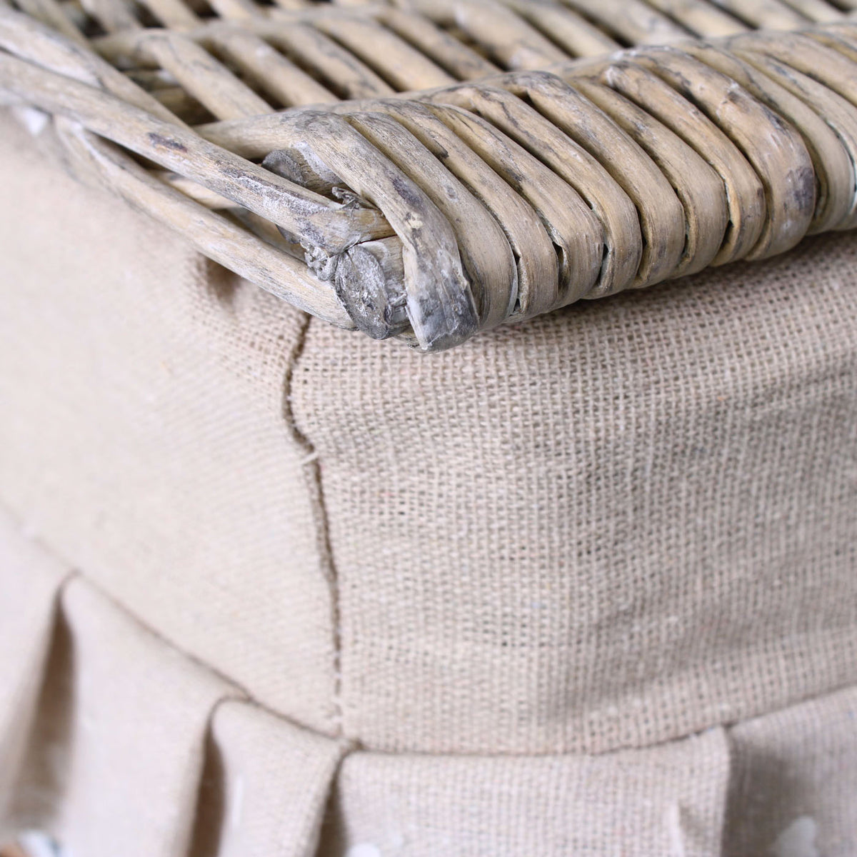 Portabiancheria ovale in vimini beige e bianco, set di 3, 45x33H56 cm