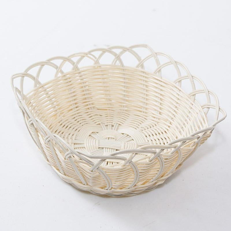Cestino portapane quadrato in ecorattan color panna, 20x20x8 cm (kit da 10)