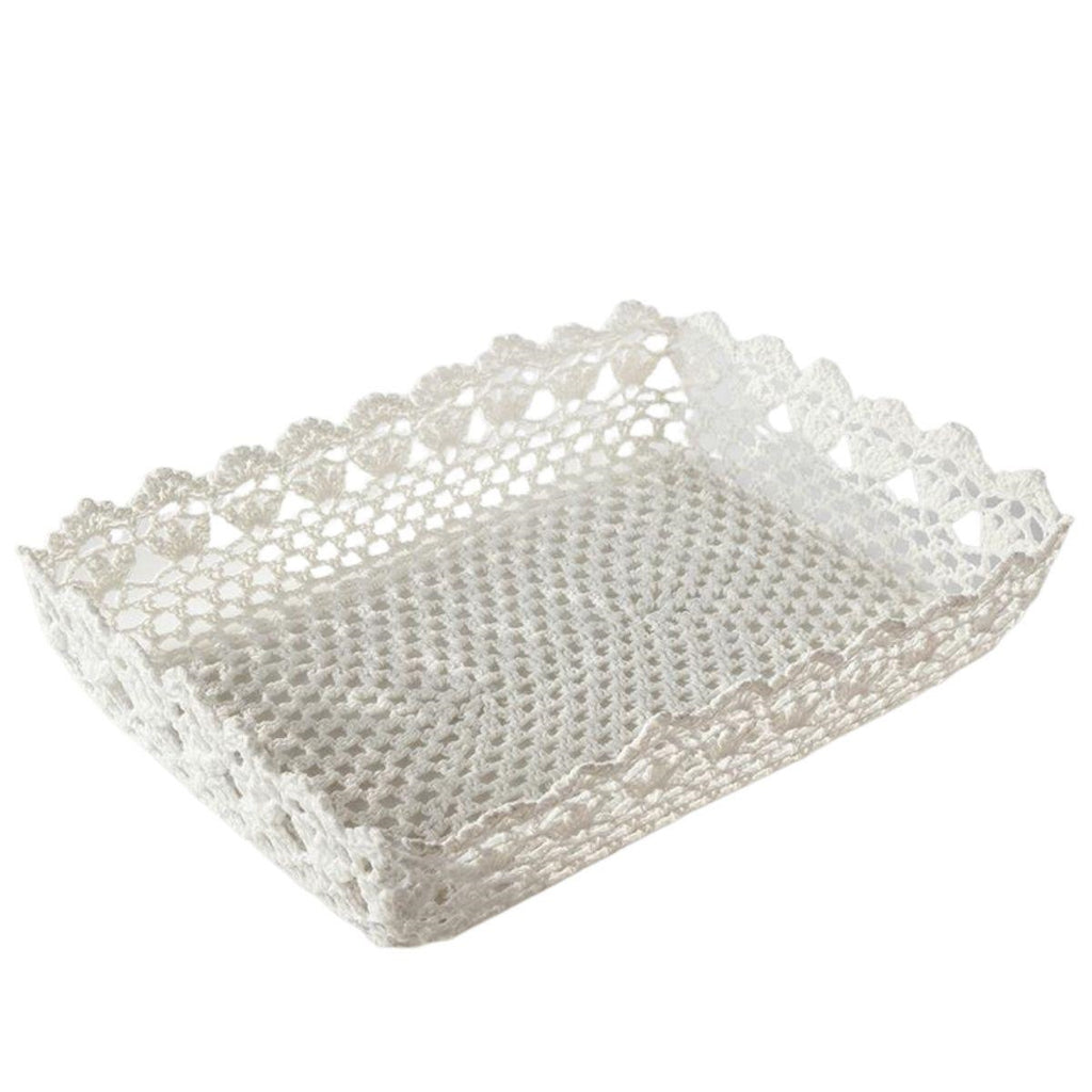 Vassoio in pizzo bianco, 35X25H7 cm