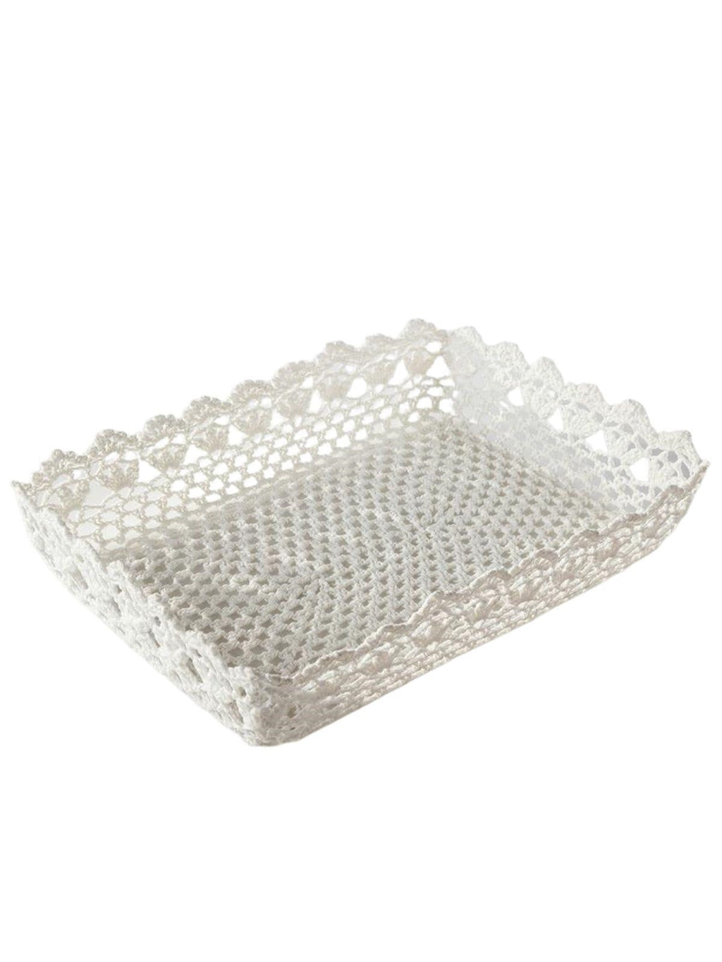 Vassoio in pizzo bianco, 35X25H7 cm (kit da 3)