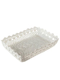 Vassoio in pizzo bianco, 35X25H7 cm (kit da 3)