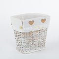 Gettacarte in rattan con decoro a cuori, 25x20H26 cm