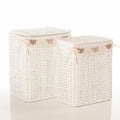 Portabiancheria bianco in bambù, set di 2, 48x36H58 cm