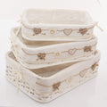 Cesto in bambù bianco, 41x30x13 cm, set di 3