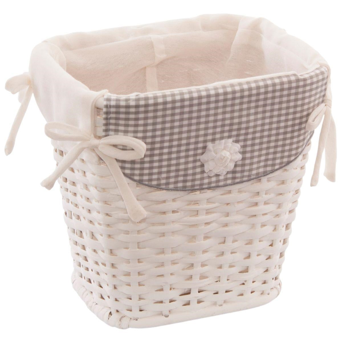 Cesto gettacarte in rattan bianco, 25x20H25 cm