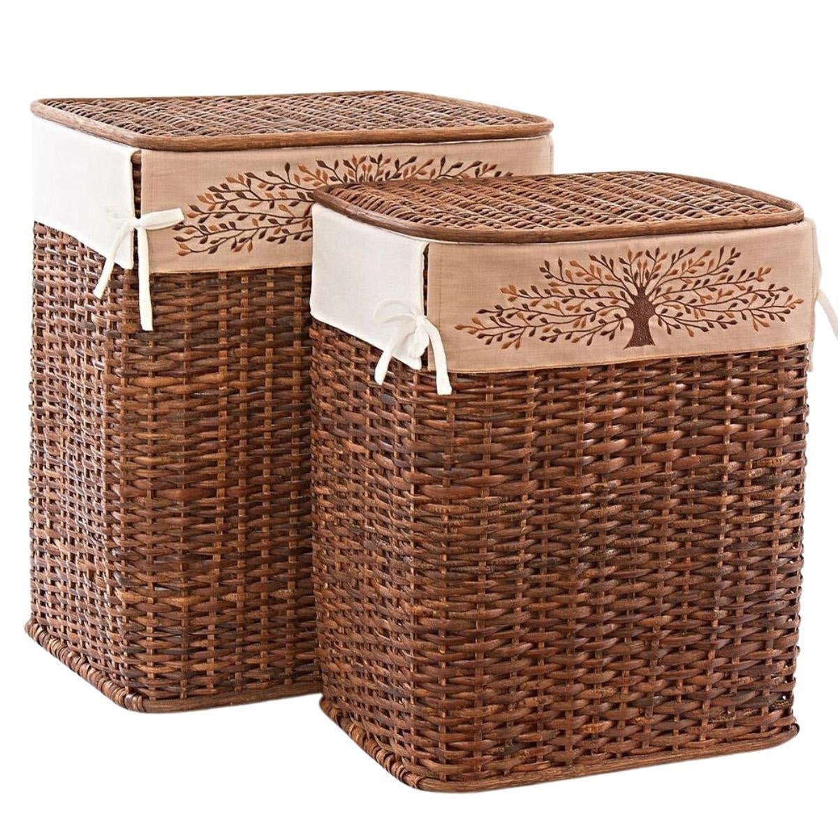 Set di 2 portabiancheria in rattan marrone, 48x36H58 cm