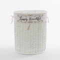 Portabiancheria bamboo bianco oval, 38x25x48 cm