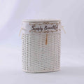 Portabiancheria bamboo bianco oval, 43x30x53 cm