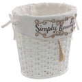 Gettacarte ovale in bambù bianco, 25x20x25 cm