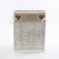 Portabiancheria in rattan sbiancato Love, 38x25x48 cm