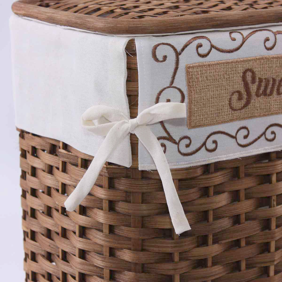 Portabiancheria marrone in bambù, set di 3, 48x36H58 cm