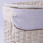 Portabiancheria semirotondo in bambu' bianco, 48x36H58 cm, set di 3
