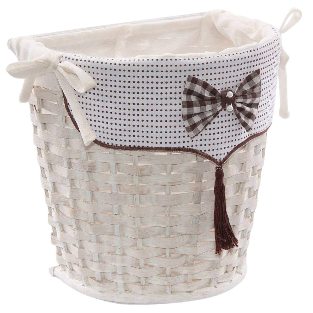 Gettacarte semirotondo in bambù bianco, 25x20H25 cm