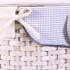 Portabiancheria semirotondo in bambù bianco, 48x36x58 cm