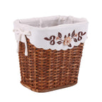 Gettacarte in vimini marrone con fodera decorata, 25x20x25 cm