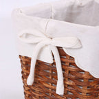 Gettacarte in vimini marrone con fodera decorata, 25x20x25 cm