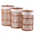 Set di 3 portabiancheria rotondi in rattan, Ø40H57 cm