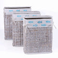 Portabiancheria in rattan foderato, 48x36H58 cm, set di 3