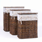 Set di 3 portabiancheria in rattan foderati, 48x36H58 cm