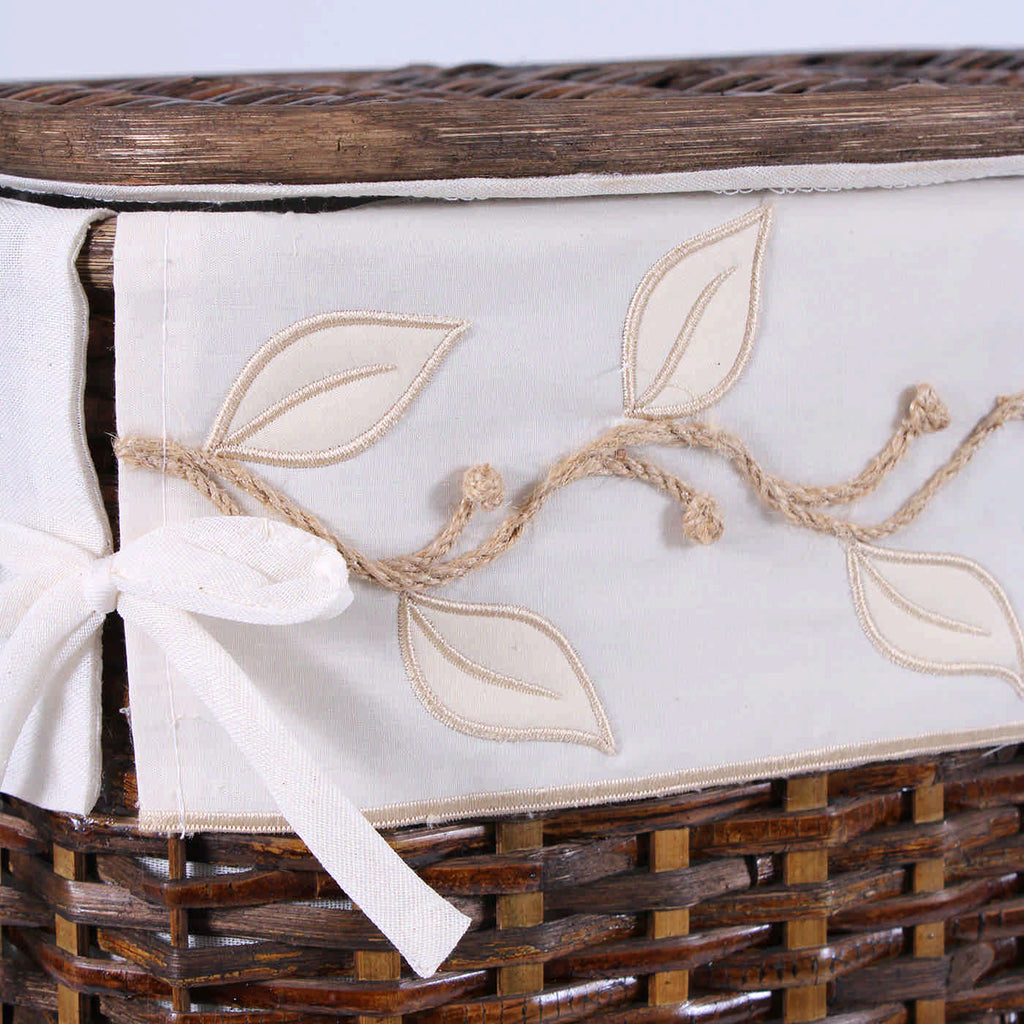 Set di 3 portabiancheria in rattan foderati, 48x36H58 cm