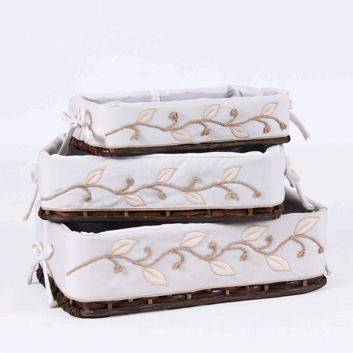 Cesto in rattan foderato, 43x30x13 cm