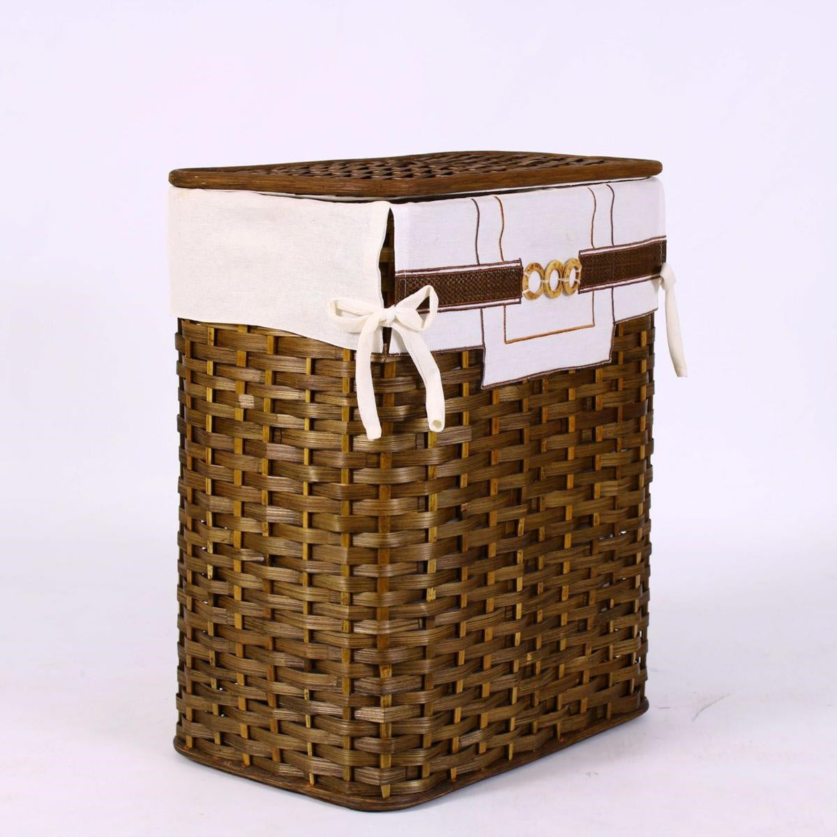Portabiancheria in bambù marrone con fodera, 37x25x47 cm