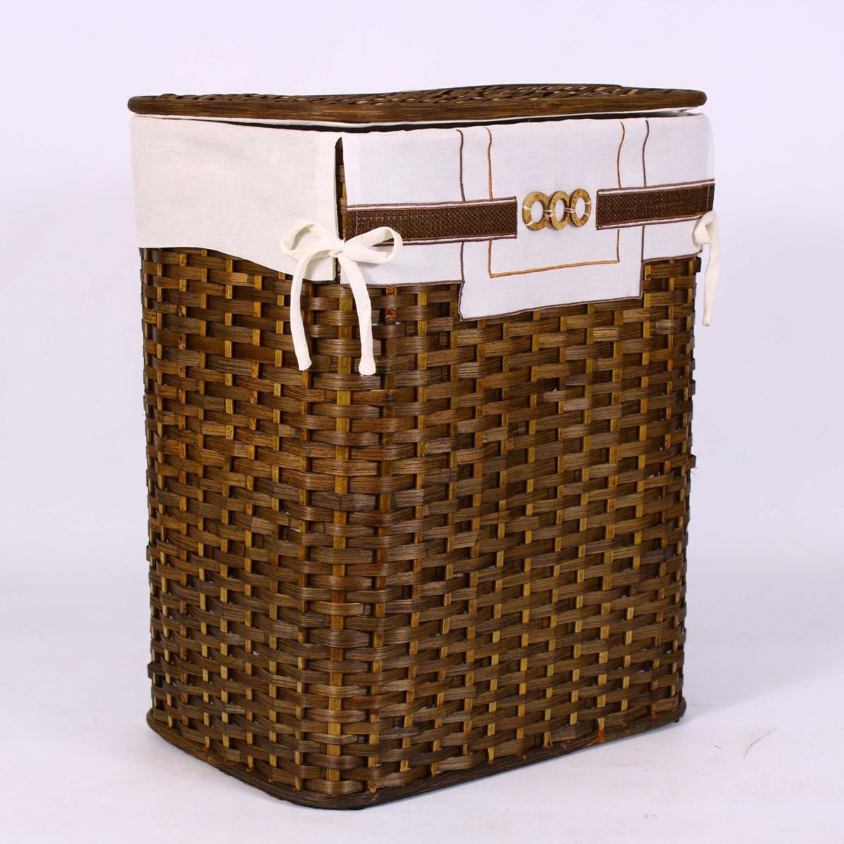 Portabiancheria in bambù marrone con fodera, 42x30H52 cm