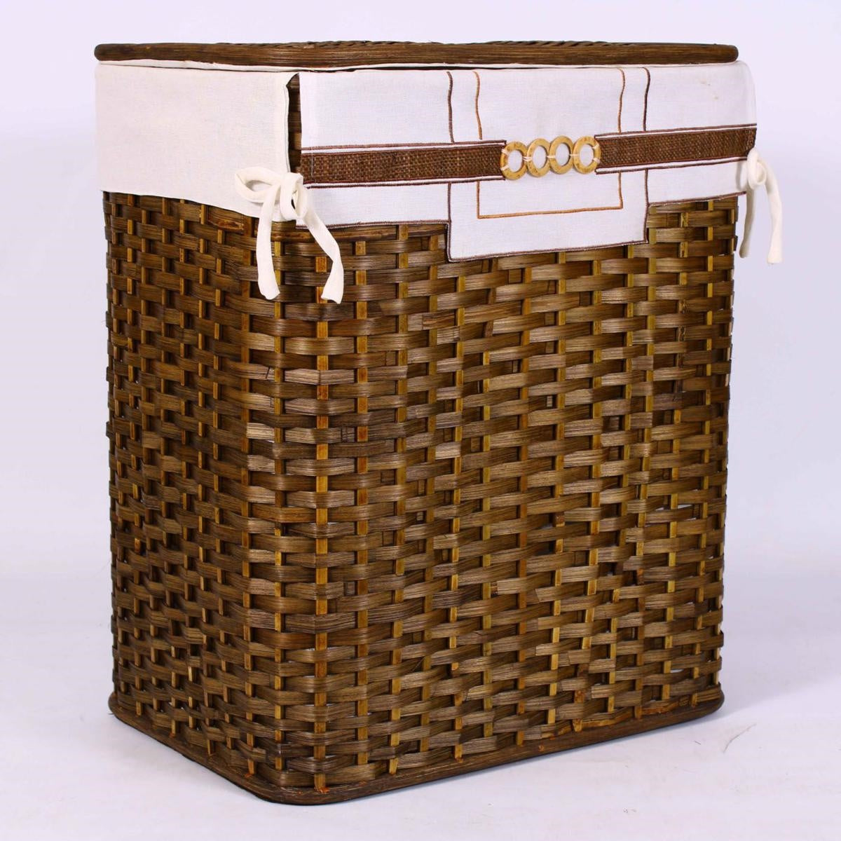Portabiancheria in bambù marrone con fodera, 48x36x58 cm