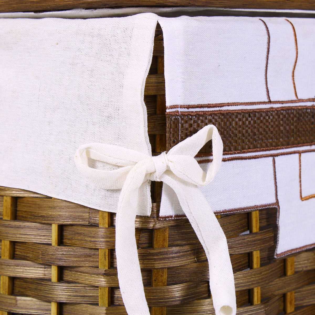 Portabiancheria in bambù marrone con fodera, set da 3, 48x36H58 cm