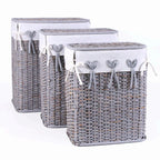 Portabiancheria in rattan foderato, 48x36H58 cm, set di 3