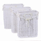 Portabiancheria in bambù bianco foderato, set da 3, 48x36H58 cm