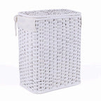 Portabiancheria in bambù bianco foderato, set da 3, 48x36H58 cm