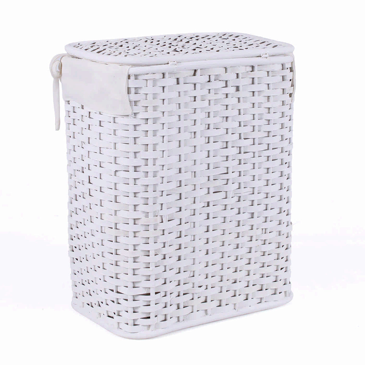 Portabiancheria in bambù bianco foderato, set da 3, 48x36H58 cm