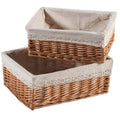 Cesti in vimini foderati, set di 2, 45x35x18 cm