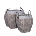 Cesto bombato alto in vimini grigio home foderato 46x46h49
