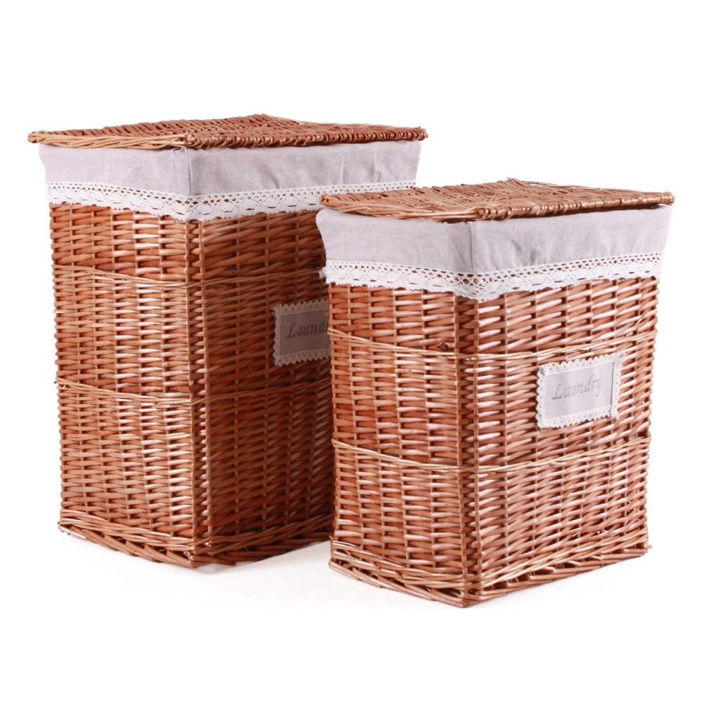 Portabiancheria in vimini bollito in set di 2, 48X35H58 cm
