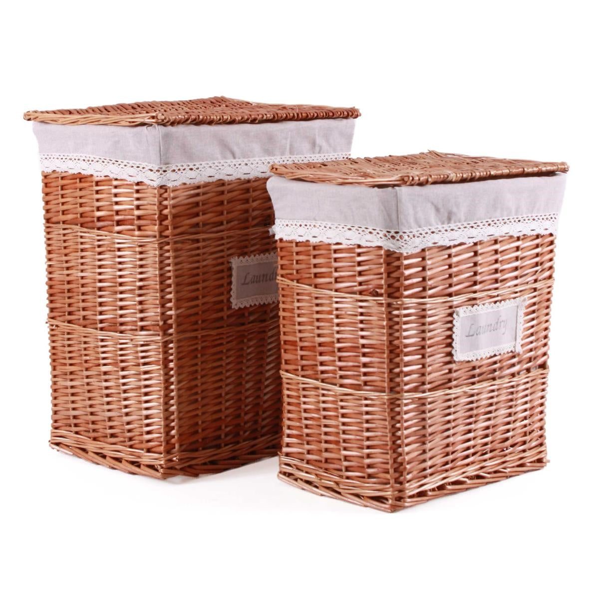 Portabiancheria in vimini bollito in set di 2, 48X35H58 cm