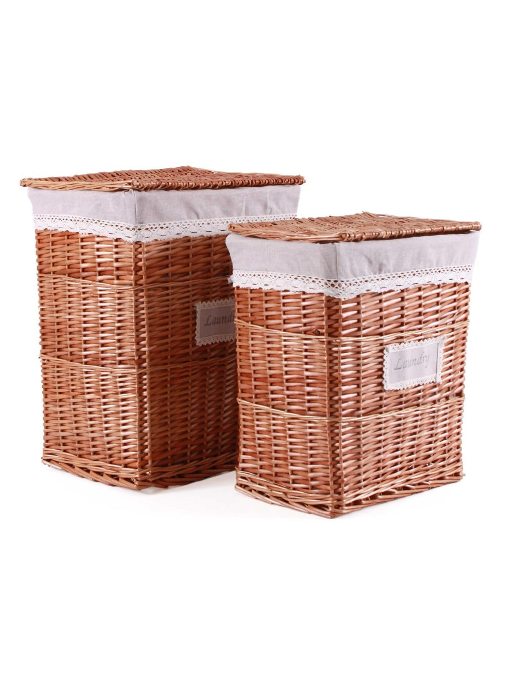 Portabiancheria in vimini bollito in set di 2, 48X35H58 cm