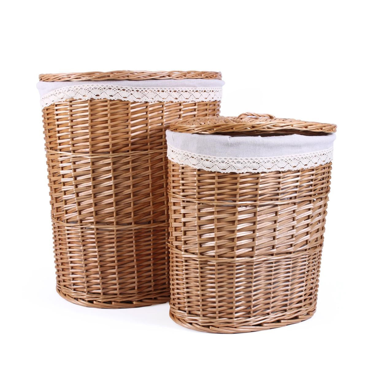 Portabiancheria in vimini bollito, 52x39x58 cm, set di 2