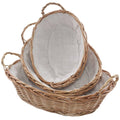 Cesti ovali in vimini foderati, set da 3, 38x29H10 cm