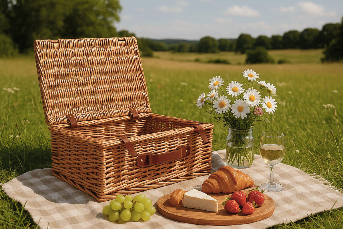 Valigia da pic-nic in vimini bollito, 52x38x22 cm