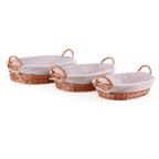 Cesto ovale foderato in set di 3, 60X46H15 cm