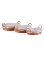 Cesto ovale foderato in set di 3, 60X46H15 cm