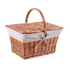 Cesto picnic rettangolare in vimini bollito foderato, 40x30H23/40 cm