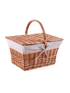 Cesto picnic rettangolare in vimini bollito foderato, 40x30H23/40 cm