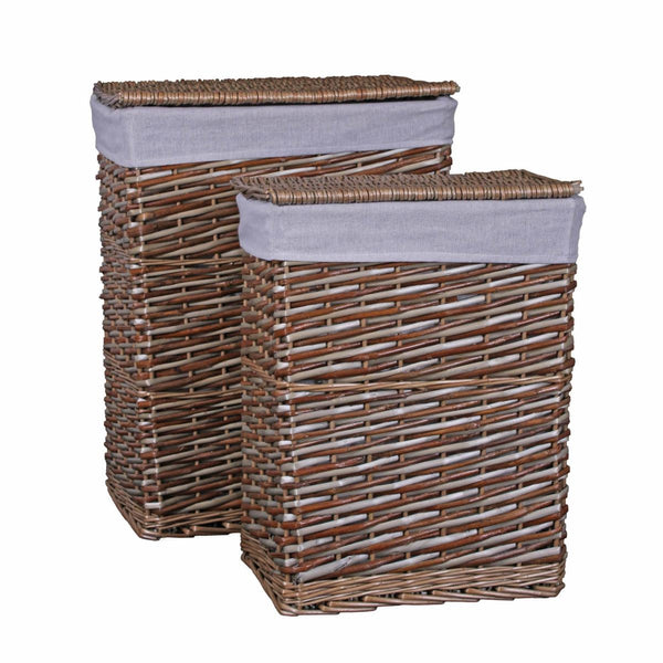 Portabiancheria vimini grigio con fodera, 45x33x56 cm