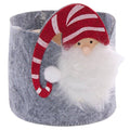 Contenitore in panno grigio Babbo Natale, Ø11H9 cm (kit da 5)